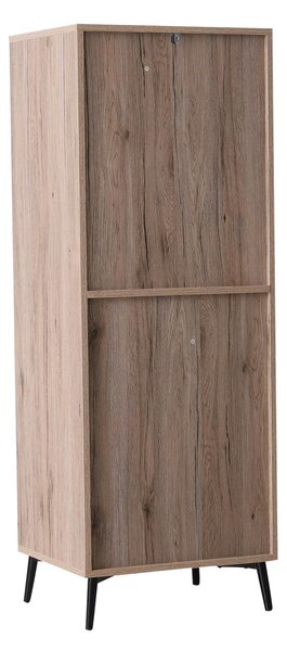Vetrinetta Stile Classico con 2 Ante e 1 Scompartimento in Legno Rovere e Nero 48x40x132 cm