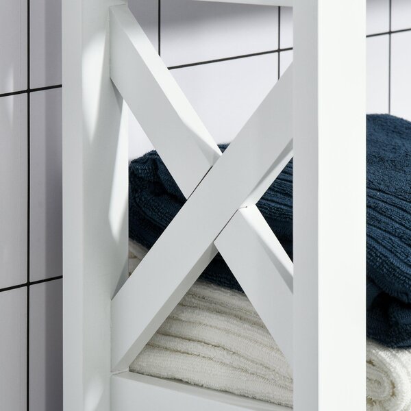 Mobile Scaffale Salvaspazio 2 Cassetti 3 Mensole 60x20x165 cm Bianco