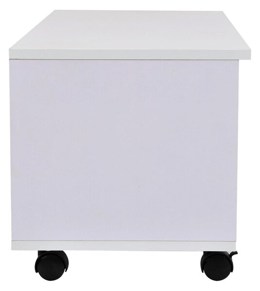 Mobile TV DVD in Legno con Ruote Cassetti 80x35x35 cm Bianco