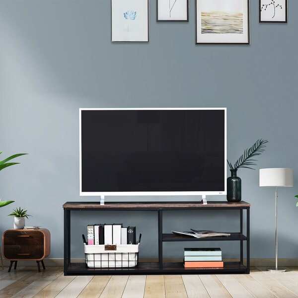 Mobile TV 120x40x45 cm in Metallo e Truciolare Nero e Marrone