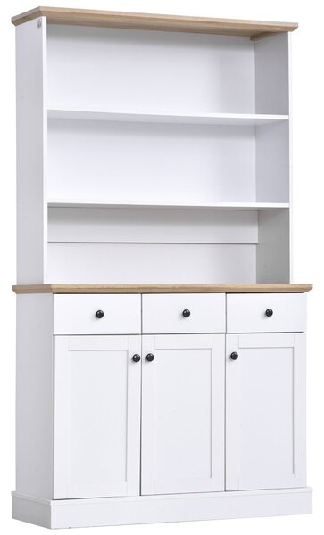 Mobile da Cucina Credenza 3 Ripiani 3 Cassetti 3 Ante 101x39x180,5 cm Bianca