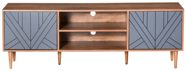 Mobile TV 160x39,5x55 cm con Ante e Mensole Teak e Grigio