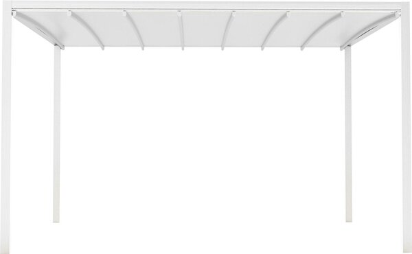 Milani Home - pergola bioclimatica retrattile motorizzata con LED, 3 x 4 m, in alluminio e PVC, bianco