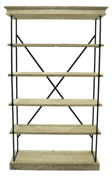 Scaffale 5 Ripiani 127x44x211 cm in Ferro e Legno Fox Nero