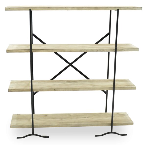Scaffale 4 Ripiani 120x34x120 cm in Ferro e Legno Zen Nero