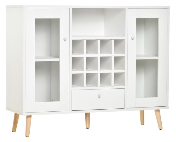 Credenza con Cantinetta 12 Bottiglie 100x33x80cm in Legno Bianco