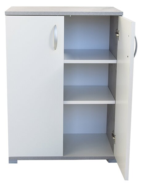 Mobile Buffet 2 Ante 60x35x83 cm in Legno Londra Bianco e Pietra
