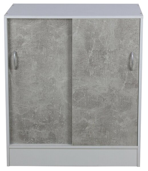 Mobiile 2 Ante Scorrevoli 3 Ripiani 60x30x71 cm in PB e Carta Cemento