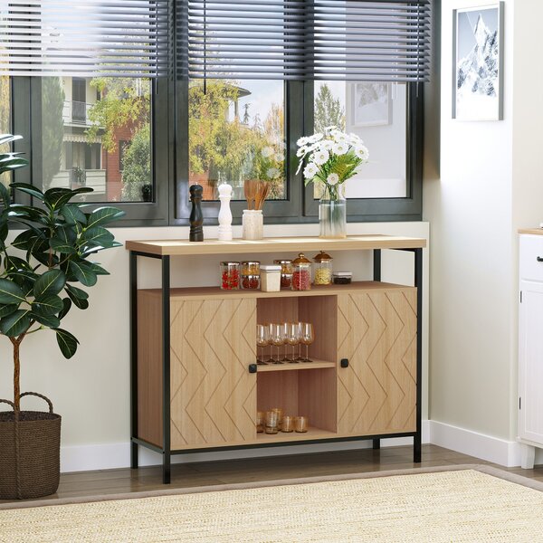 Credenza con Ante e Vani Aperti 100x35x80cm in MDF Rovere