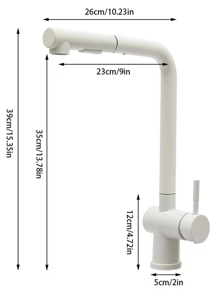 Rubinetto da cucina - Rubinetto per lavello - 2 tipi di getto - Orientabile a 360° - Doccetta estraibile - Acciaio inossidabile 304 - Acqua calda/fredda - Attacco G3/8 - Bianco