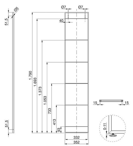 Struttura per Scaffale Lader H1790 Verniciato Nero Acciaio Emuca