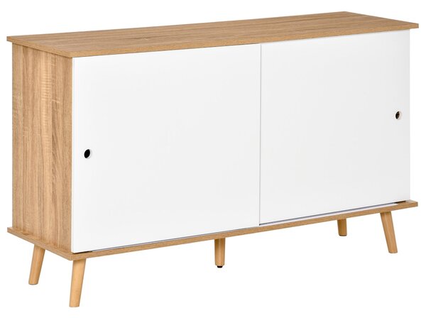 Mobile 2 Ante Scorrevoli 130x40x74,5 cm in Legno Rovere e Bianco
