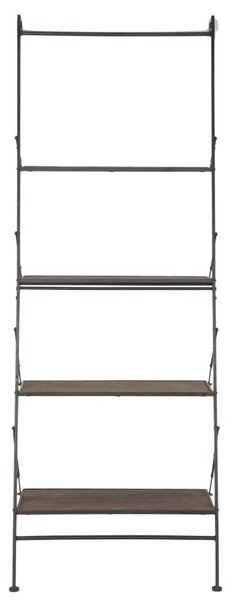 Mobiletto Scaletta Raw 65x41x180 cm in Ferro e MDF Marrone e Nero