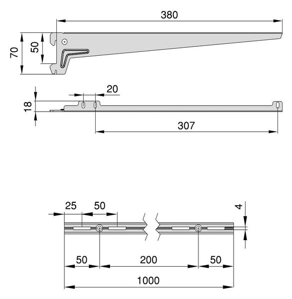 Kit per Fissaggio Mensole 330 mm in Acciaio Emuca Bianco