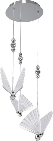 Lampada a sospensione decorativa rotonda a forma di farfalla in cromo, LED 24W con colore variabile MARIPOSA Light Prestige