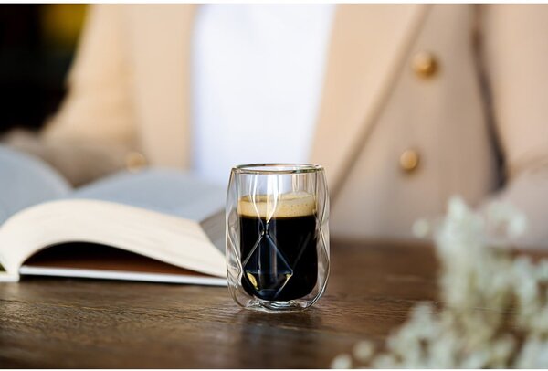 Tazze in set per espresso/con parete doppia in vetro 2 pz 100 ml Geo – Vialli Design