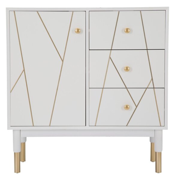 Mobletto Luxy 80x40x82,5 cm in Legno e MDF e in Ferro Bianco e Oro