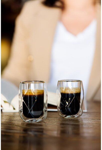 Tazze in set per espresso/con parete doppia in vetro 2 pz 100 ml Geo – Vialli Design