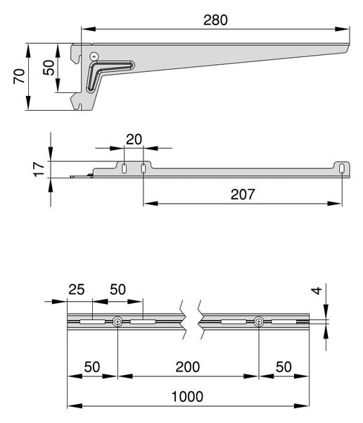 Kit per Fissaggio Mensole 280 mm in Acciaio Emuca Bianco