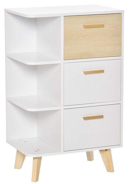 Mobile Multiuso 3 Cassetti 3 Ripiani 60x40x100 cm in Legno Bianco