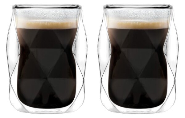 Tazze in set per espresso/con parete doppia in vetro 2 pz 100 ml Geo – Vialli Design