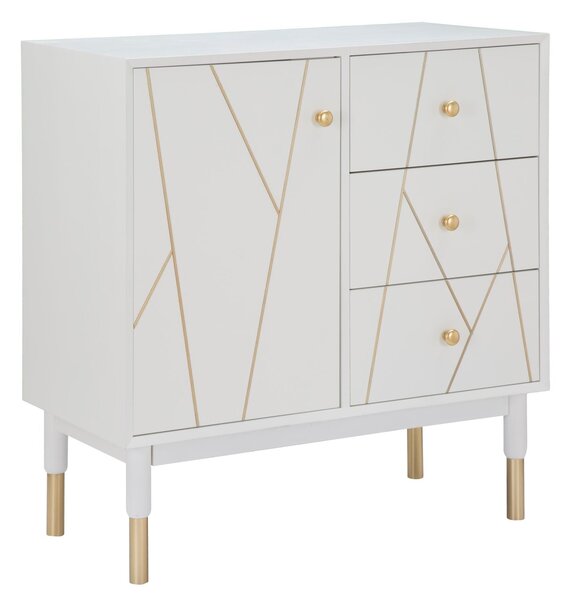 Mobletto Luxy 80x40x82,5 cm in Legno e MDF e in Ferro Bianco e Oro