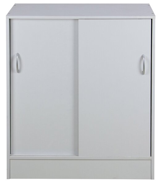 Mobiile 2 Ante Scorrevoli 3 Ripiani 60x30x71 cm in PB e Carta Bianco