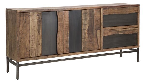 Mobile Yellowstone 175x40x80 cm in Legno di Acacia e Ferro Marrone e Nero