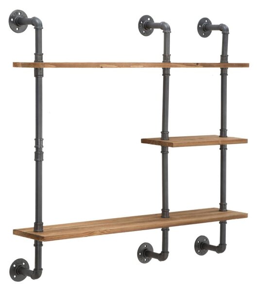 Mensole da Muro Manhattan 100x23x98 cm Legno di Abete e in Ferro Grigio e Marrone