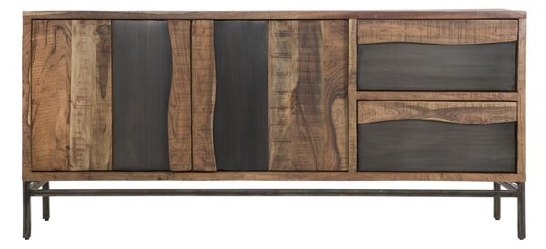 Mobile Yellowstone 175x40x80 cm in Legno di Acacia e Ferro Marrone e Nero