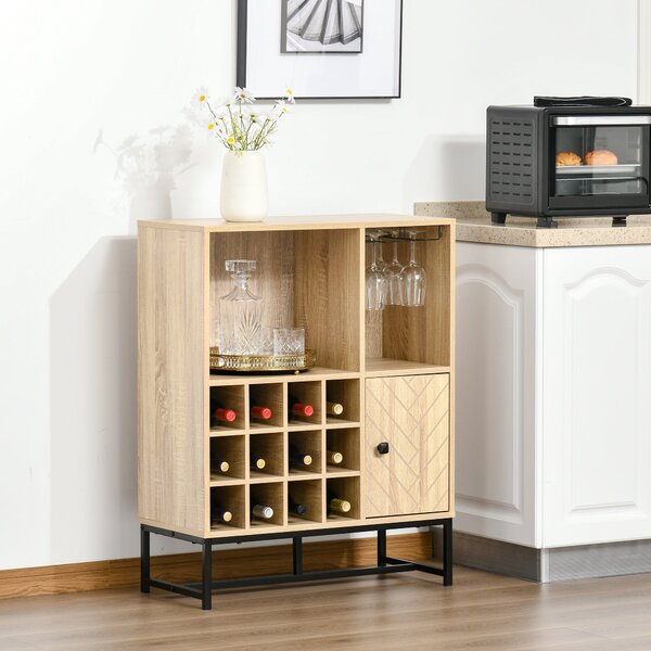 Credenza con Portabottiglie 76x35x97 cm in Legno Rovere