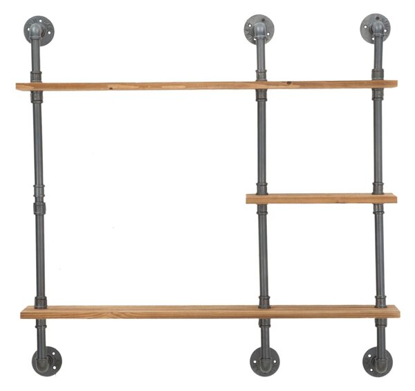 Mensole da Muro Manhattan 100x23x98 cm Legno di Abete e in Ferro Grigio e Marrone