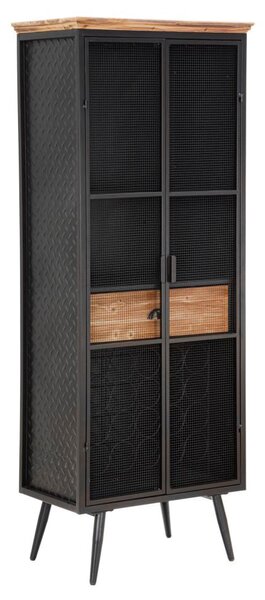 Mobile Iron School Grid 63x38,5x164 cm in Ferro e Legno di Abete Nero e Marrone