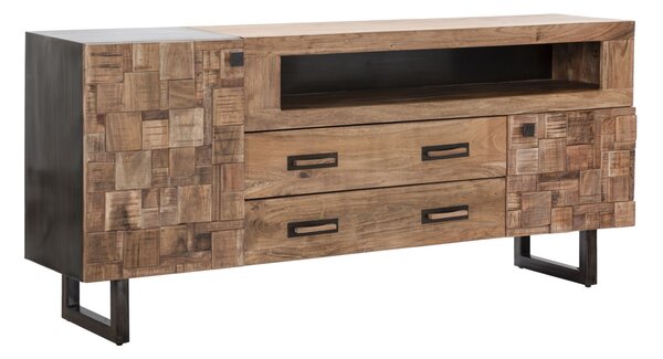 Mobile Mumbai 175x40x77 cm in Legno di Acacia e in Ferro Marrone e Nero