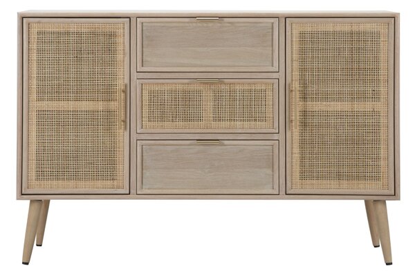 Mobile Paglia di Vienna 120x40,5x81 cm MDF e Impiallacciatura di frassino Marrone