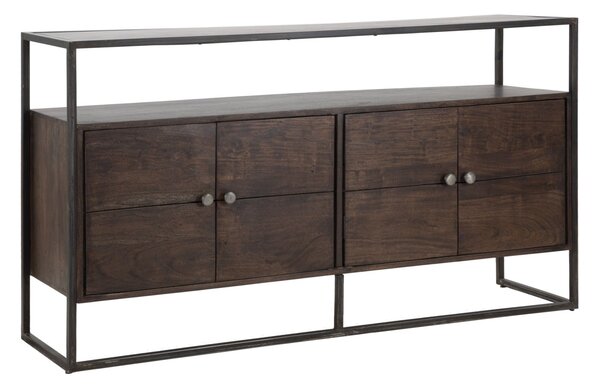 Mobile Burn 150x40x83 cm in Legno di Acacia e in Ferro Marrone