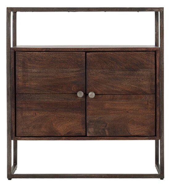 Mobiletto Burn 75x30x83 cm in Legno di Acacia e in Ferro Marrone