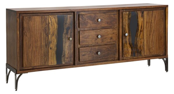 Mobile Mustang 175x40x75 cm in Legno di Acacia e in Ferro Marrone e Grigio