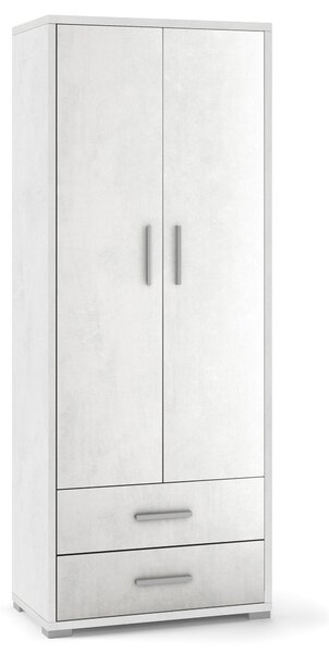 Armadio 2 Ante 2 Cassetti 71x182x41 cm Ossido Bianco