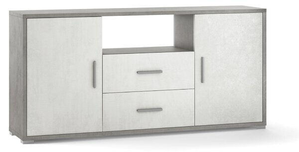 Mobile 2 Ante 2 Cassetti 174x84x41 cm Cemento/Ossido Bianco
