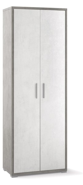 Armadio 2 Ante 71x199x41 cm Cemento/Ossido Bianco