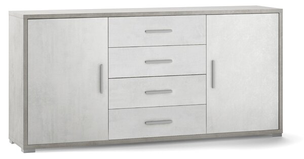 Mobile 2 Ante 4 Cassetti 174x84x41 cm Cemento/Ossido Bianco