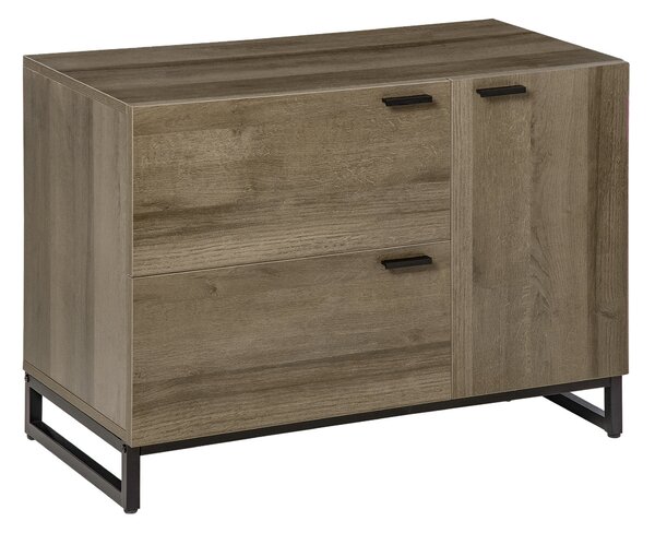 Mobile Credenza 2 Cassetti 1 Anta 80x41,5x58 cm in Legno e Metallo