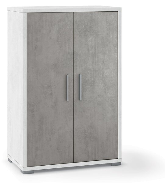 Mobile 2 Ante 71x110x41 cm Ossido Bianco/Cemento