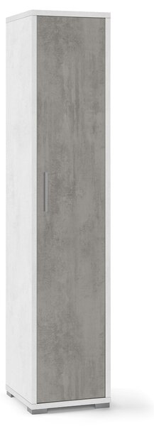 Armadio 1 Anta 39x182x41 cm Ossido Bianco/Cemento