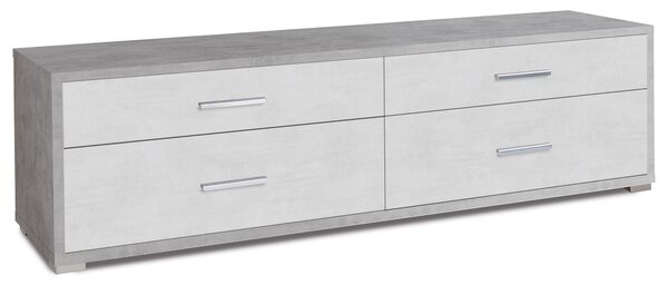 Mobile con 4 Cassetti 179x50x47 cm Cemento/Ossido Bianco