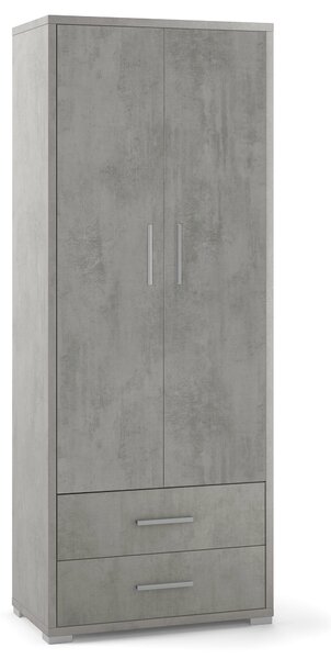 Armadio 2 Ante 2 Cassetti 71x182x41 cm Cemento