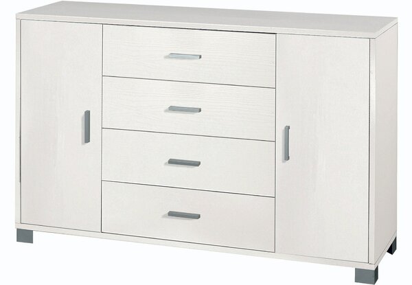 Mobile 2 Ante 4 Cassetti 136x86x41 cm Bianco Fiammato