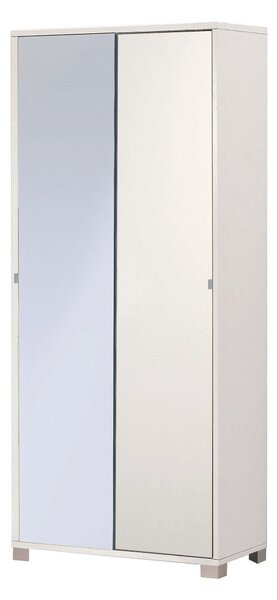Armadio 2 Ante Scorrevoli con Specchio 82x190x41 cm Bianco Fiammato
