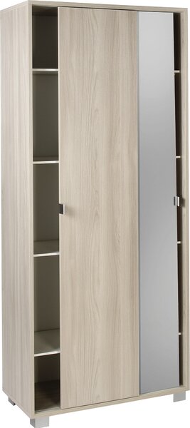 Armadio 2 Ante Scorrevoli con Specchio 82x190x41 cm Olmo Chiaro